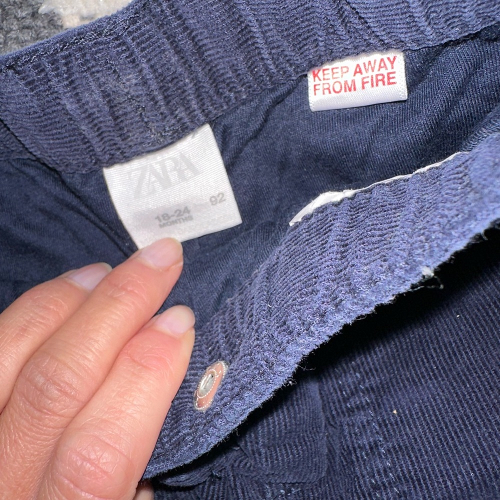 Zara Soft Lined Corduroy Drawstring Elastic Waist Pants Sz 18-24M - Picture 4 of 4